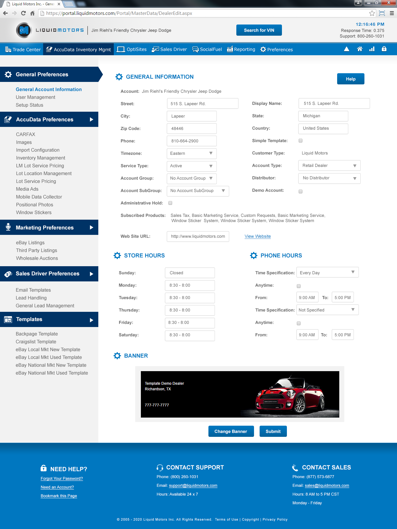 Studio-RM Portal Preferences Page